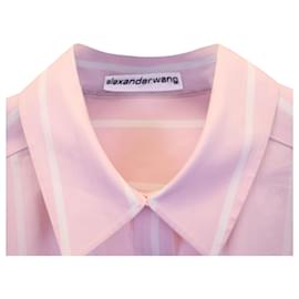 Alexander Wang-Alexander Wang Oversized Striped Shirt in Pink Cotton-Pink
