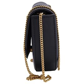 Versace-Versace Virtus Chain Shoulder Bag in Black Leather-Black