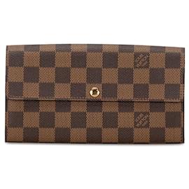 Louis Vuitton-Louis Vuitton Damier Portefeuille Sarah Long Wallet N61734 Brown PVC Leather in Great Condition-Brown