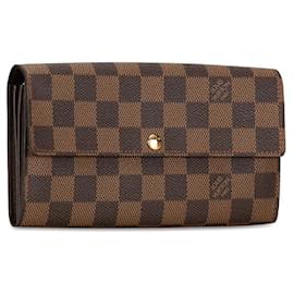 Louis Vuitton-Louis Vuitton Damier Portefeuille Sarah Long Wallet N61734 Brown PVC Leather in Great Condition-Brown