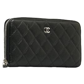 Chanel-Chanel CC Caviar Matelasse Zip Wallet  Leather Long Wallet in Good condition-Other