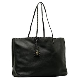 Fendi-Fendi Selleria Leather Tote Bag 8BH126 in Very Good Condition-Black