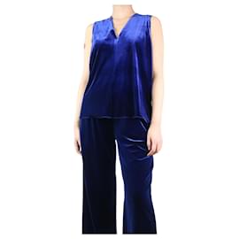 Autre Marque-Blue velvet sleeveless top - size UK 12-Blue