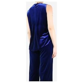 Autre Marque-Blue velvet sleeveless top - size UK 12-Blue