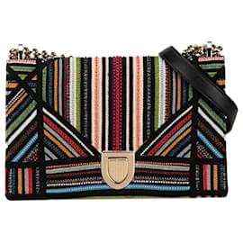 Dior-Dior Black Medium Beaded Striped Diorama-Black