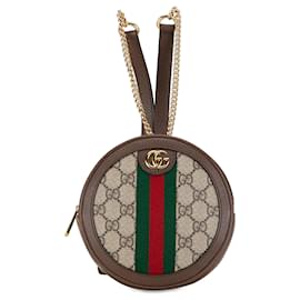 Gucci-Gucci Brown Mini GG Supreme Round Ophidia Backpack-Brown