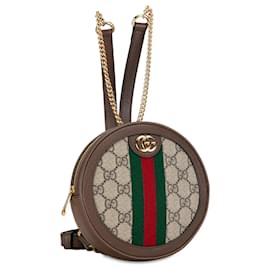 Gucci-Gucci Brown Mini GG Supreme runder Ophidia-Rucksack-Braun