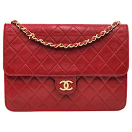 Chanel-Bolso de hombro clásico de solapa única de Chanel-Roja