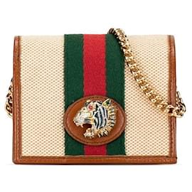 Gucci-Gucci Rajah Canvas Wallet on Chain  Canvas Short Wallet 573790 in Excellent condition-Other