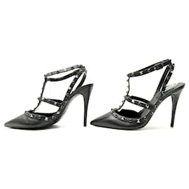 Valentino-NEUE VALENTINO ROCKSTUD SHOES VSL393 40 PUMPS AUS SCHWARZEM SAMENLEDER-Schwarz