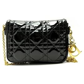 Christian Dior-CHRISTIAN DIOR MINI LADY HANDTASCHE AUS CANNAGE-LEDER-CROSSBODY-CLUTCH-TASCHE-Schwarz