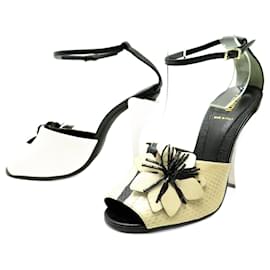 Fendi-NEW FENDI FLOWER SHOES SANDALS 38.5 IN PYTHON LEATHER & LEZARD SHOES-Other