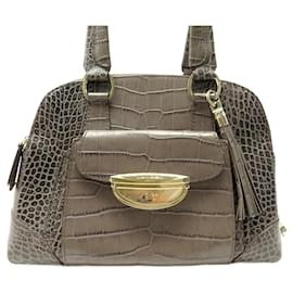 Lancel-BOLSA LANCEL ADJANI A03432 BOLSA DE MÃO PORTA OMBRO DE COURO CROCO-Taupe