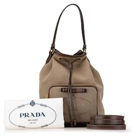 Prada-Prada Canapa Logo Drawstring Bucket  Canvas Shoulder Bag in Excellent condition-Other