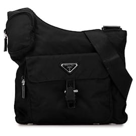 Prada-Prada Tessuto Front Buckle Messenger Bag  Canvas Shoulder Bag BT0520 in Good condition-Other