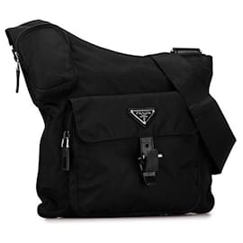 Prada-Prada Tessuto Front Buckle Messenger Bag  Canvas Shoulder Bag BT0520 in Good condition-Other