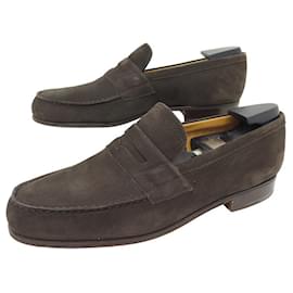 JM Weston-CHAUSSURES JM WESTON MOCASSINS 182 7.5D 41.5 EN CUIR NUBBUCK + EMBAUCHOIRS-Marron