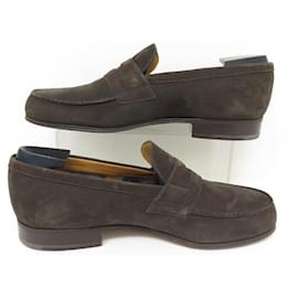 JM Weston-CHAUSSURES JM WESTON MOCASSINS 182 7.5D 41.5 EN CUIR NUBBUCK + EMBAUCHOIRS-Marron