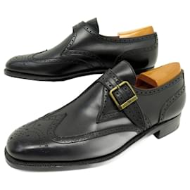 JM Weston-VINTAGE JM WESTON SHOES 533 8D LEATHER BUCKLE MOCCASINS 42 SHOE SHAPES-Black