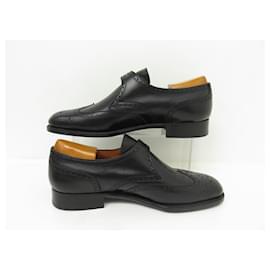 JM Weston-VINTAGE JM WESTON SHOES 533 8D LEATHER BUCKLE MOCCASINS 42 SHOE SHAPES-Black