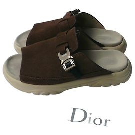 DIOR H TOWN -  Mules daim cuir marron Homme T44 IT TBE Marron clair