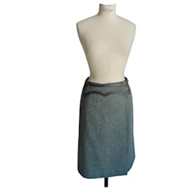 Hermès-HERMES SPORT Gray wool wrap skirt size 40-Grey