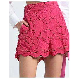 Maje-MAJE Short Lannick in pink English embroidery size 34 NEW CONDITION-Pink