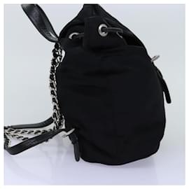 Prada-PRADA Chain Backpack Nylon Black Auth 71499-Black