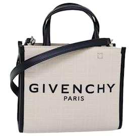 Givenchy-GIVENCHY Sac à Main Toile 2way Blanc Auth 73396A-Blanc