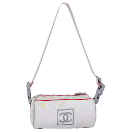 Chanel-Bolsa de ombro CHANEL Sports Line Esmalte Branco CC Auth bs13943-Branco
