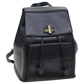 Céline-CELINE Backpack Leather Black Auth 73090-Black