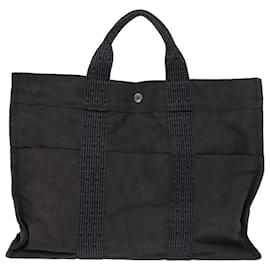 Hermès-HERMES Bolso tote Her Line MM Lona gris Auth 73249-Gris