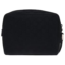 Gucci-GUCCI GG Canvas Clutch Bag Black 018 1616 Auth 73233-Black