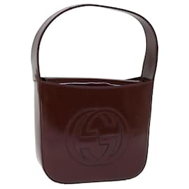 Gucci-GUCCI Hand Bag Enamel Brown 007 2046 0249 Auth ep4150-Brown