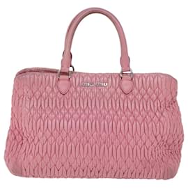 Miu Miu-Miu Miu Materasse Hand Bag Leather 2way Pink Auth ep4153-Pink