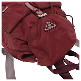 Prada-PRADA Backpack Nylon Red Auth 72956-Red