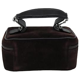 Gucci-GUCCI Vanity Pouch Suede Brown 032 1705 0141 Auth ep4143-Brown