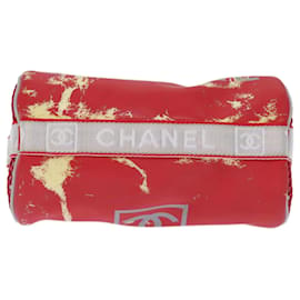 Chanel-CHANEL Mini Drum Umhängetasche Lackleder Rot Navy CC Auth bs13507-Rot,Marineblau