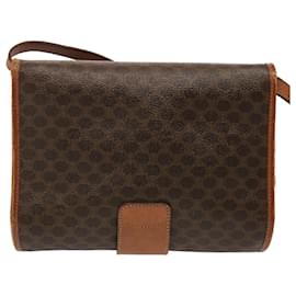 Céline-CELINE Macadam Canvas Shoulder Bag PVC Brown Auth 73007-Brown
