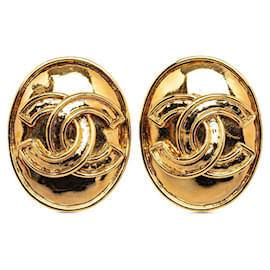 Chanel-Boucles d'oreilles à clips ovales CC-Doré