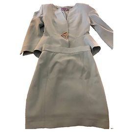 Conjunto Thierry Mugler de Blazer e Saia Azul Claro Algodão Azul claro
