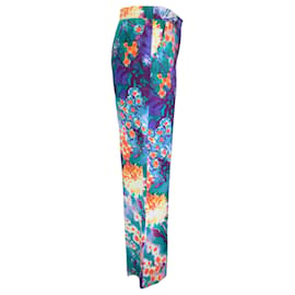 Autre Marque-Etro Pantalon en Lin Imprimé Multi Violet / Sarcelle-Multicolore