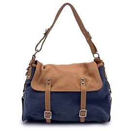 Hogan Bolsa de ombro com aba jeans azul e couro bege Azul