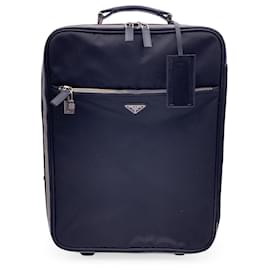 Prada-Black Nylon Canvas Rolling Suitcase Trolley Luggage Travel Bag-Black
