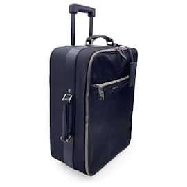 Prada-Black Nylon Canvas Rolling Suitcase Trolley Luggage Travel Bag-Black