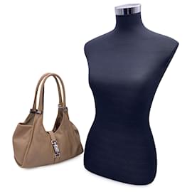Gucci-Beige Perforated Leather Jackie Hobo Bag Shoulder Bag Tote-Beige