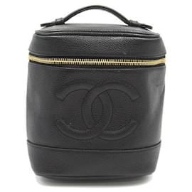 Chanel-Bolsa de couro Chanel CC Caviar Vertical Vanity Case em bom estado-Outro