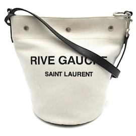 Yves Saint Laurent-Yves Saint Laurent Rive Gauche Bucket Bag Sac bandoulière en toile en excellent état-Autre