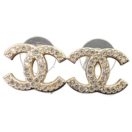 Chanel-CC A15V GHW Classic Crystal Logo Ohrringe Schachtel-Golden