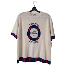 Chanel-Camiseta de punto de cachemira rara LA PAUSA de crucero 2019 19C.-Crudo